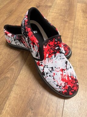 RAAD Paint Splatter Canvas Slip‎ On Skate Sneakers Platform Red Black White 13